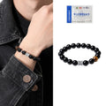 Hand-woven pure silver obsidian bracelet with Tibetan prayer wheel and 10mm beads