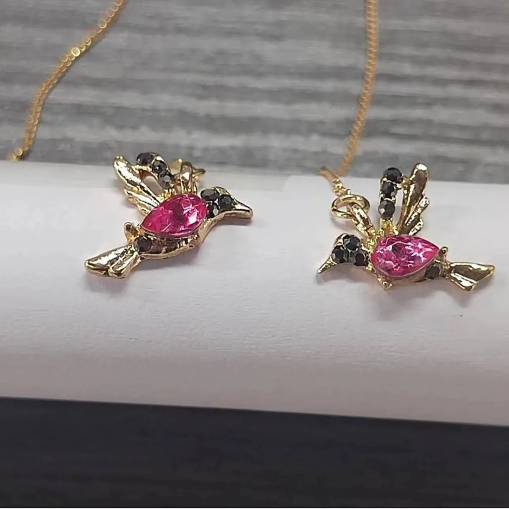 Bird hanging earrings with mixed zirconium wings design in blue, red, and red lvzuan colour options