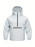 Men's Korean-style rabbit fur corduroy half-zip hooded sweater jacket in loose fit