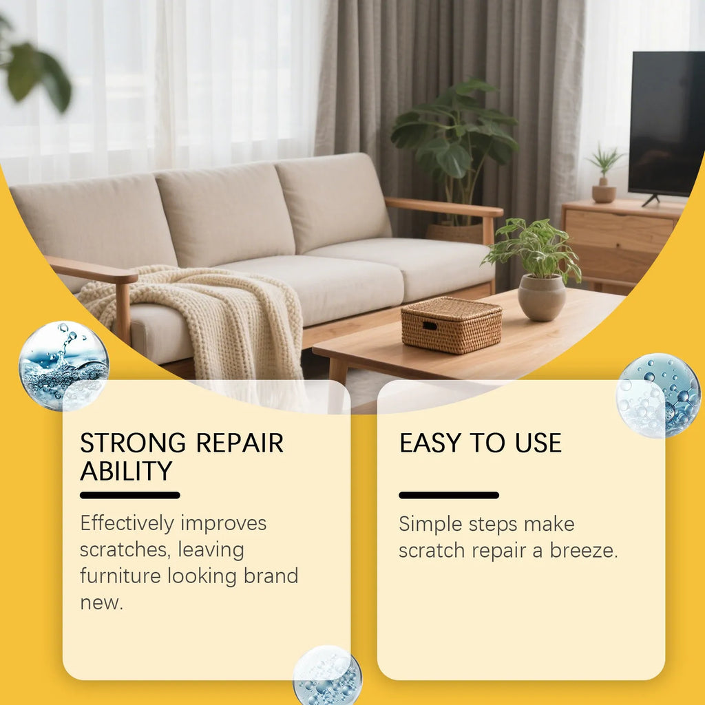 Wooden furniture scratch care agent bottle and microfiber towel for polishing