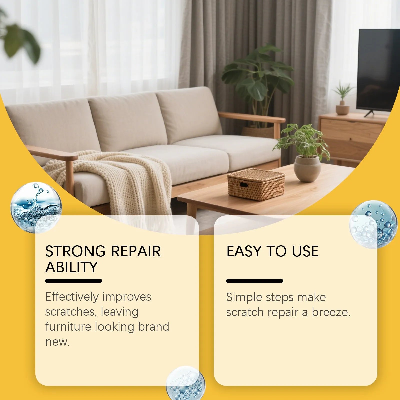 Wooden furniture scratch care agent bottle and microfiber towel for polishing