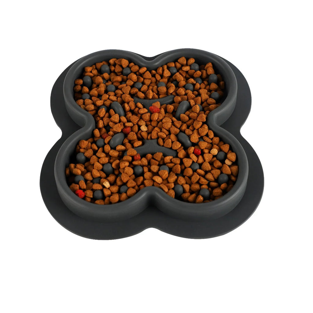 Silicone pet licking pad measuring 19cm by 21cm with non-slip base in various colour options