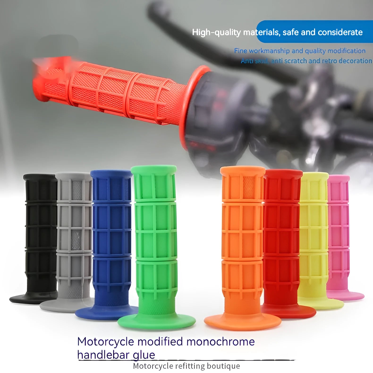 Set of motorcycle handlebar grip covers in various colours for 22mm diameter bars