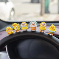 PVC duckling car interior decoration set with six small ducks and one sign on car dashboard