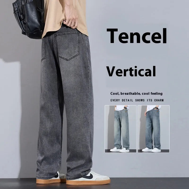 Straight-leg denim trousers in UK2560 blue with zip placket and straight-leg cut for casual wear