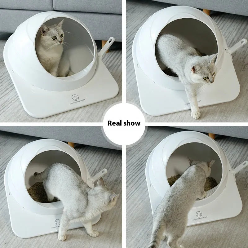 Large enclosed cat litter box in Ariston colour with covered design for odour control