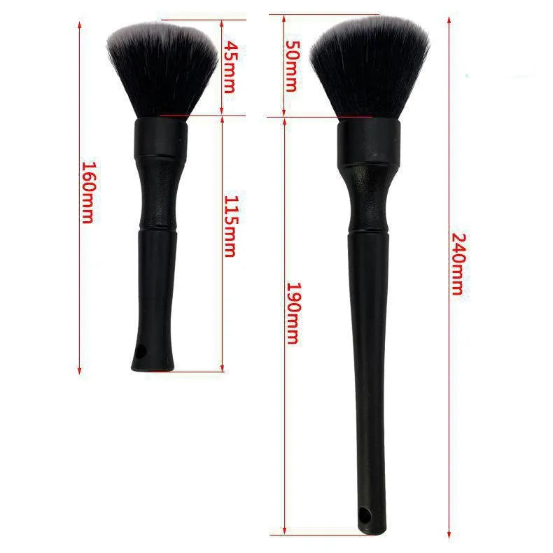 Black car detailing brush with pig hair bristles showing 240mm and 160mm size options