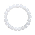 White jade barrel beads bracelet on wrist, showing Hetian jade beads in casual unisex design
