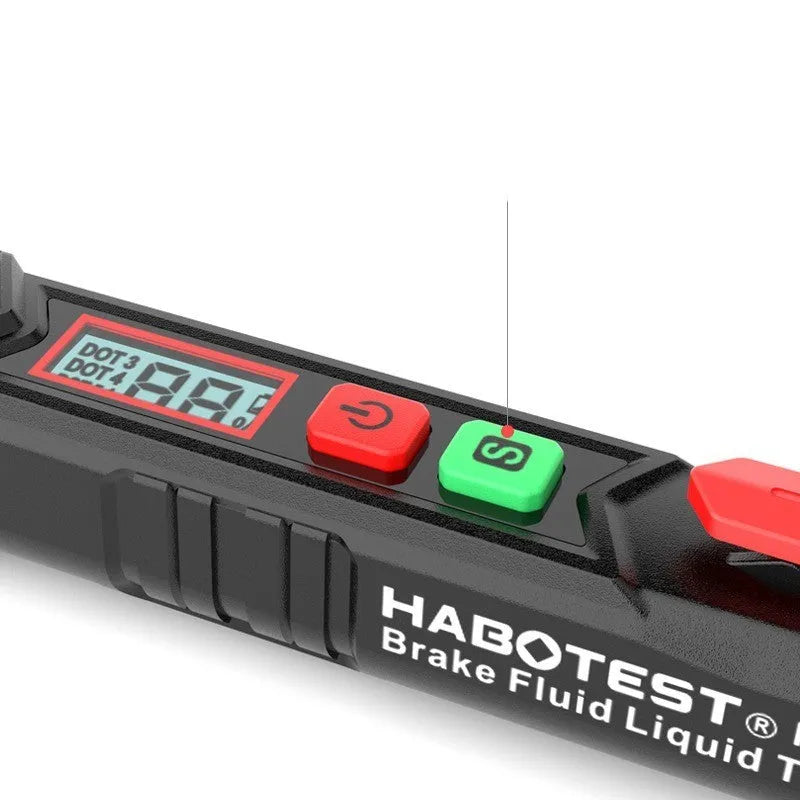 Digital display brake fluid testing pen with LED indicators for automotive maintenance