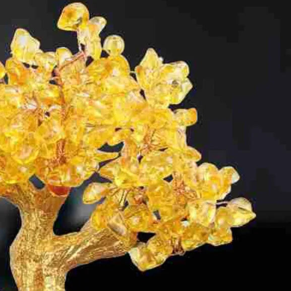 Citrine small water turtle money tree Feng Shui ornament measuring 18x11x23cm