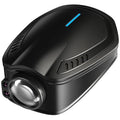 Black F2 rechargeable wireless car welcome light projector with ABS plastic housing.