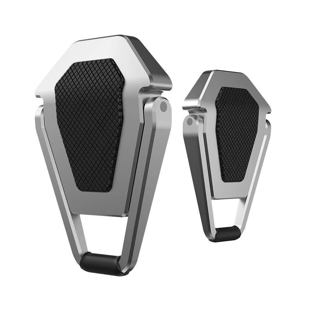 Compact aluminium alloy computer bracket folded to 4.8cm with adhesive backing for laptop support