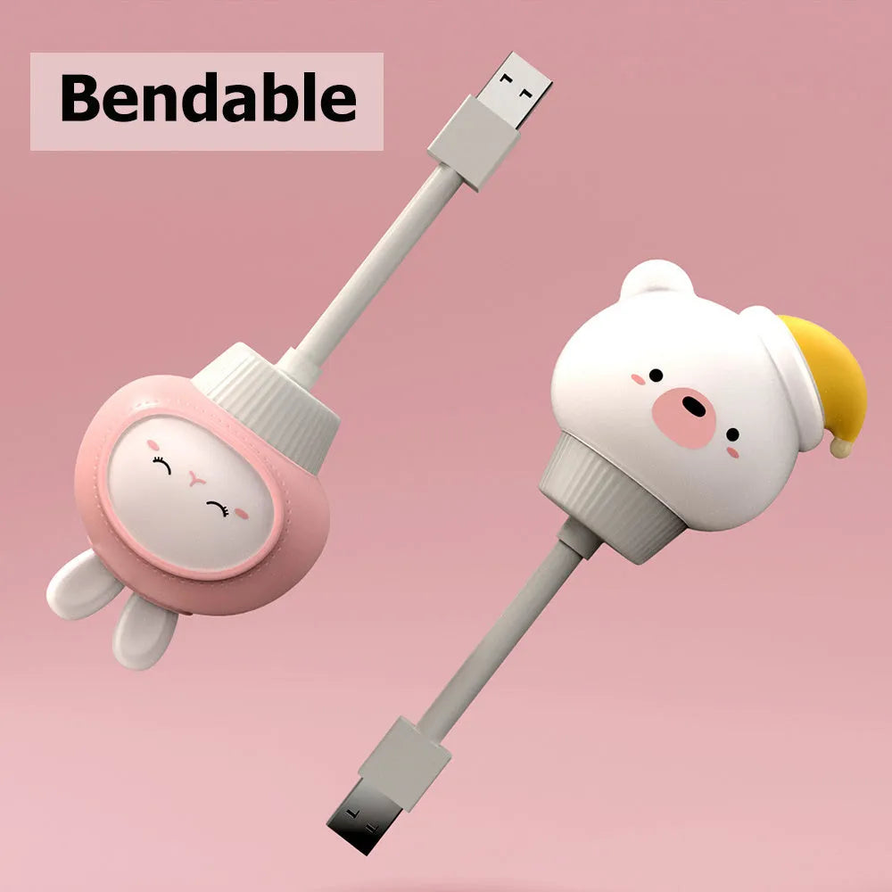 USB portable LED night light in cartoon animal design with remote control for adjustable brightness