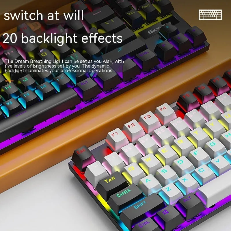K87 mechanical keyboard with metal frame and braided USB cable in selectable colour options