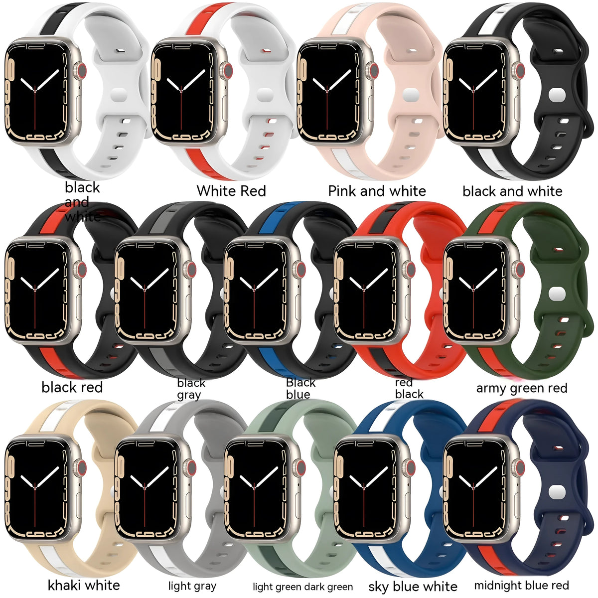 Butterfly tail silicone two-tone strap for Apple Watch in 38/40/41mm and 42/44/45/49mm