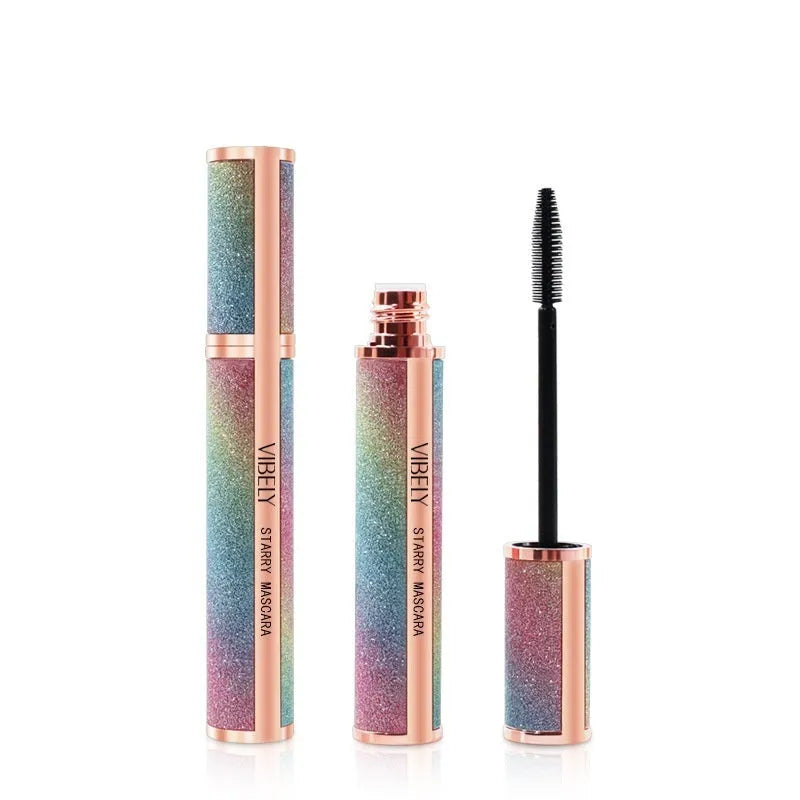 4D Long Thick Curling Waterproof Mascara tube with spiral brush, showing deep black formula for volumised lashes.