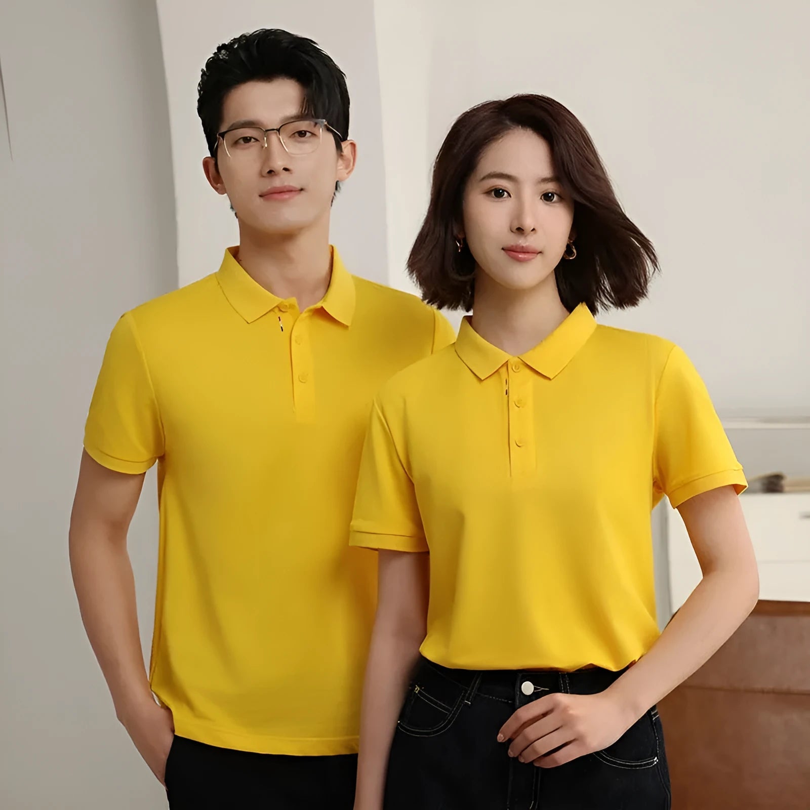 Solid colour catering work polo shirt in cotton blend fabric available in multiple colours and sizes