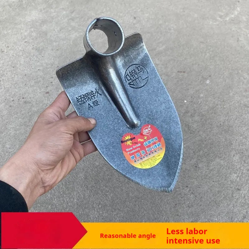 Agricultural pointed hoe with steel horse tip and stainless steel construction for garden weeding and soil preparation