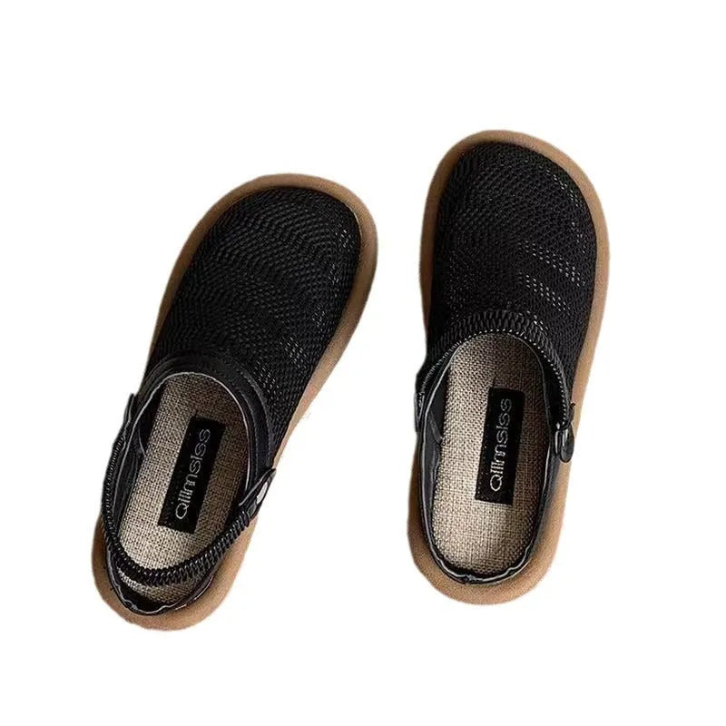 Milky white linen slip-on shoes with mesh lining, round toe, and a light rubber sole on a neutral background.