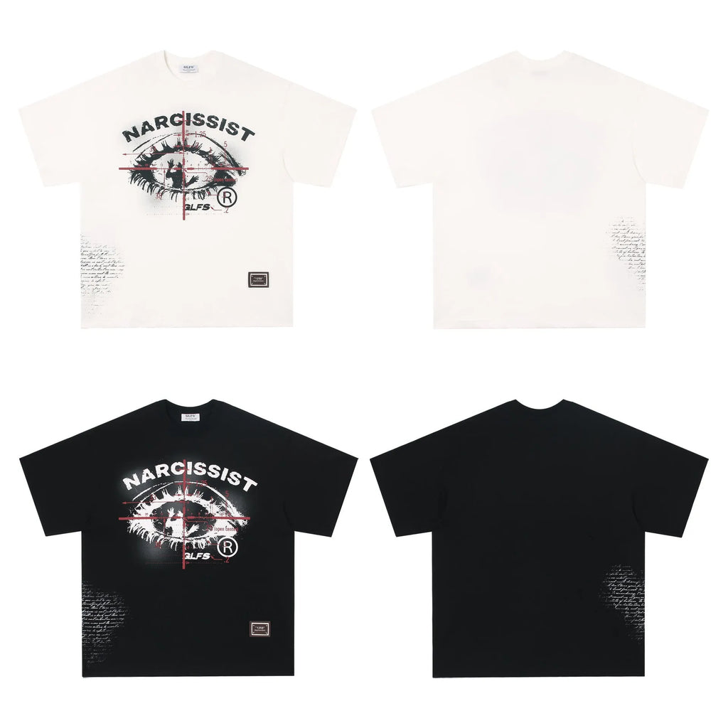 American Retro Hip Hop Gothic T-shirt in pure cotton with letter pattern, short sleeves for summer