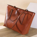 Women's genuine cowhide leather shoulder bag with horizontal square design and multiple compartments