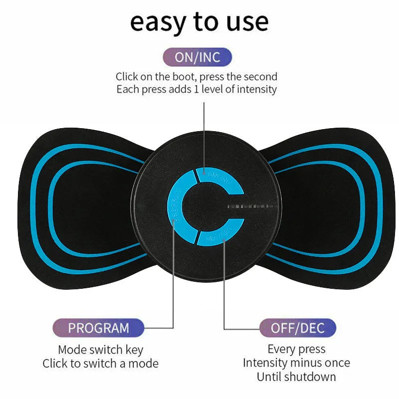 Black HQ-185 mini electric shoulder and neck massager with compact handheld design.