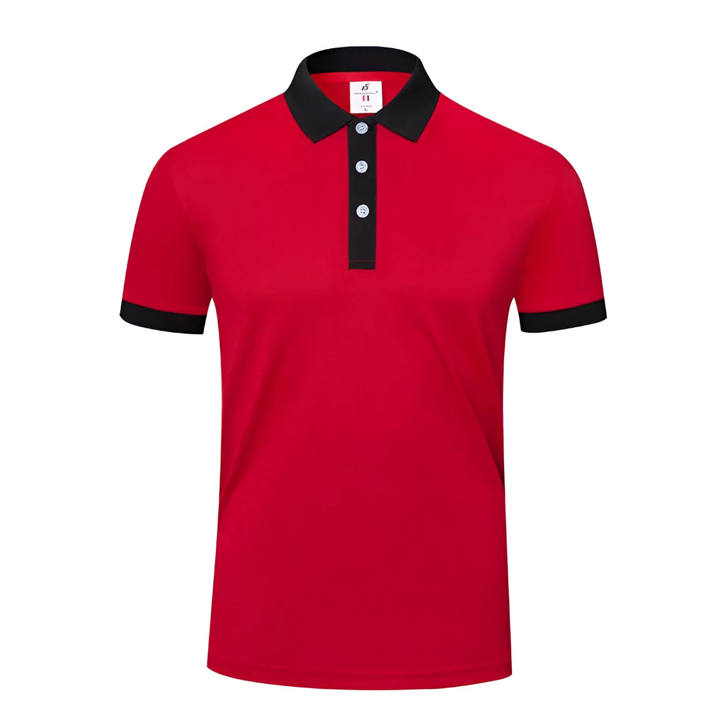Business casual lapel t-shirt in viscose and polyester blend fabric with short sleeves and regular fit