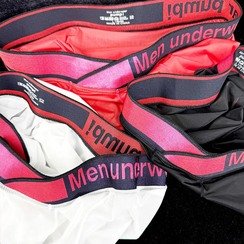 Men's laser gradient low waist seamless underwear in black red white colours