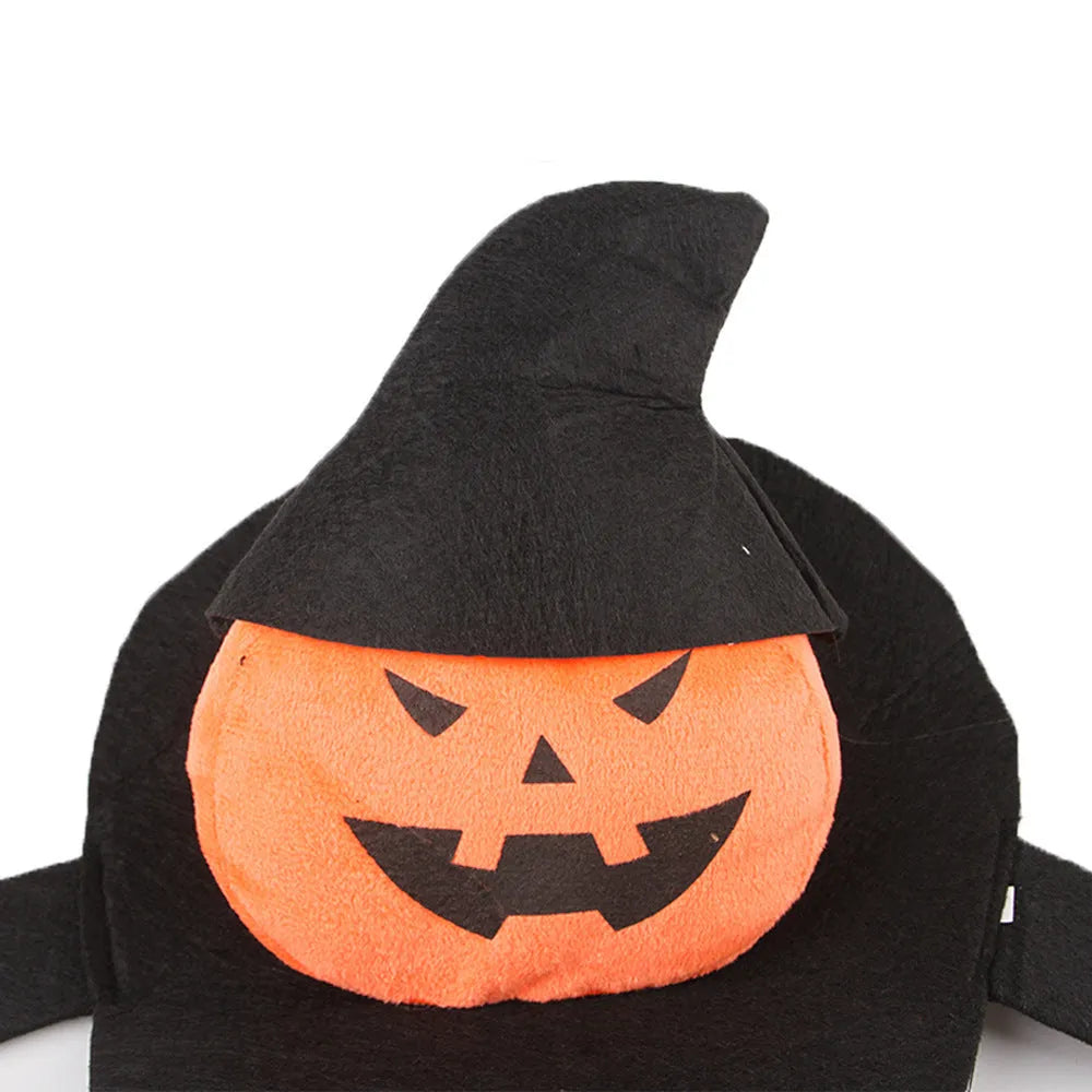 Dog wearing Halloween costume in ghost or pumpkin ghost design with PP cotton material