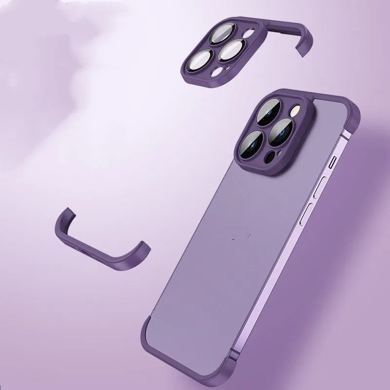 TPU mobile phone case with glass lens film for Apple iPhone in dark purple, black, red and blue colour options