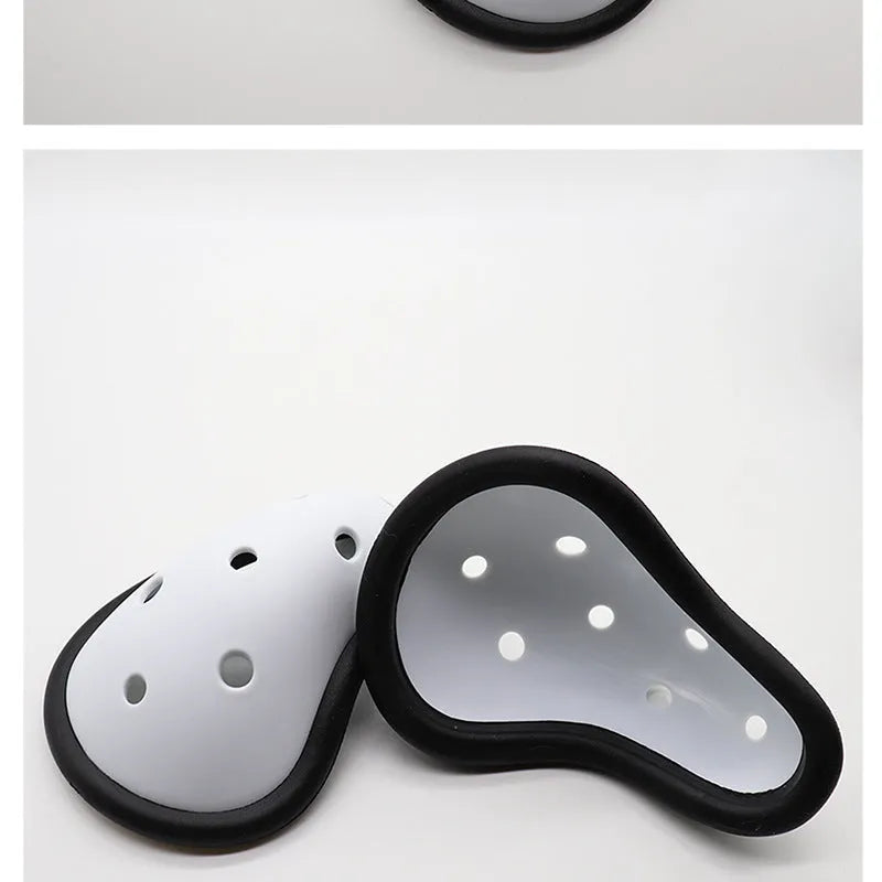 Rubber genital protector for hockey, rugby, boxing, Sanda, and fighting sports in adult and children's sizes