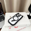 Transparent acrylic TPU phone case for iPhone 17 showing shockproof protection and magnetic suction features