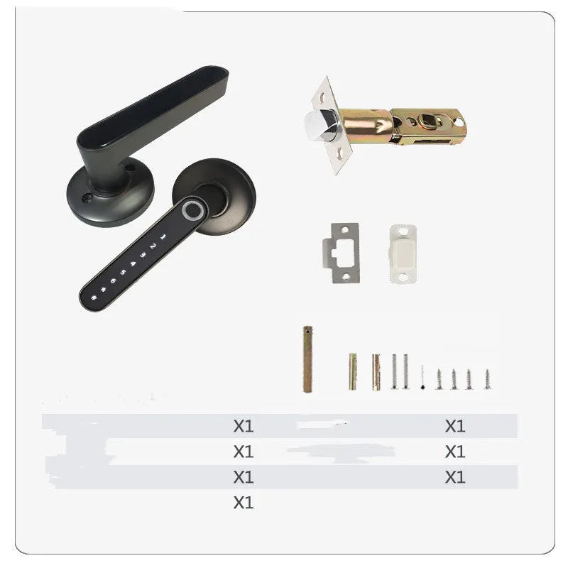 Black alloy smart lock with fingerprint sensor and Bluetooth app control for keyless door security