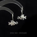 Gold-coloured bubble fish design copper earrings with animal modelling detail