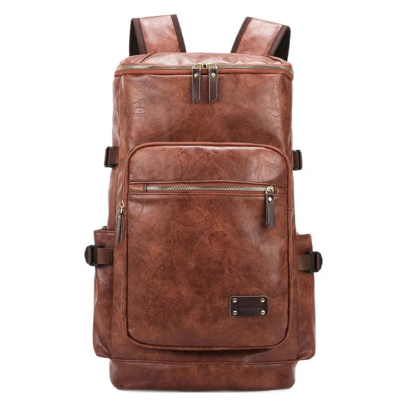 PU travel luggage bag 30x20x48cm, 20-35L capacity, curved shoulder strap, coffee black khaki