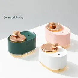 Rotating planet humidifier in green, pink, or white with USB cable, 0.5L tank, and night light function