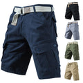 Men's loose-fit cotton blend cargo shorts in Army Green with multiple pockets