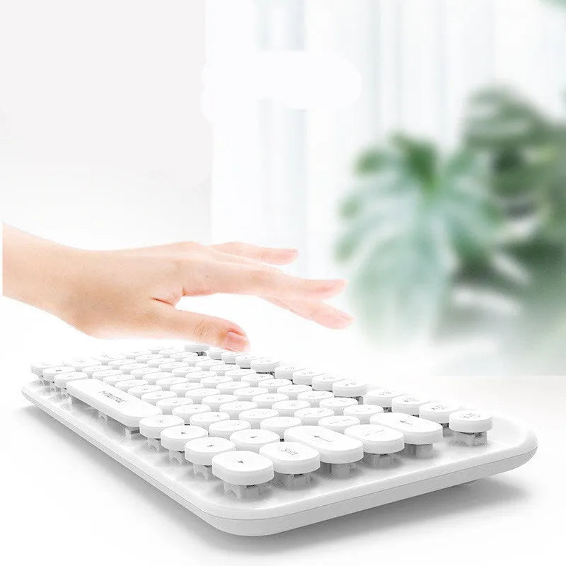 Mini 2.4G punk wireless keyboard, 75 keys, 30x15.5x3.5cm, white pink blue, USB receiver, Y60