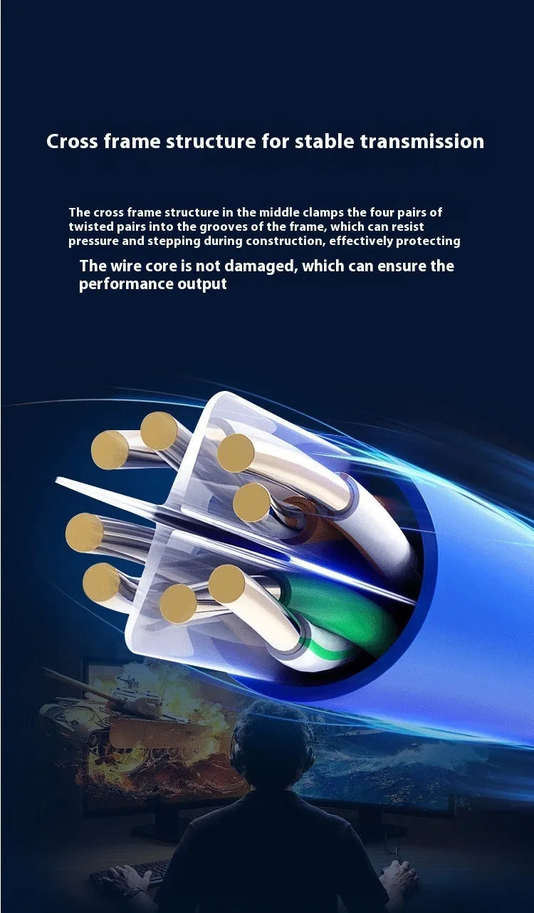 305-metre roll of blue Cat6a network cable with oxygen-free copper conductors for 10-gigabit ethernet