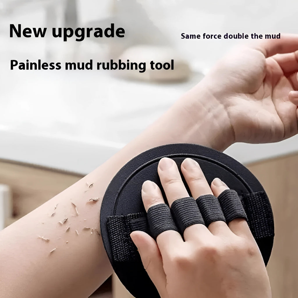 Women's bath towel gadget with finger style design and round cake pattern in rubber material.