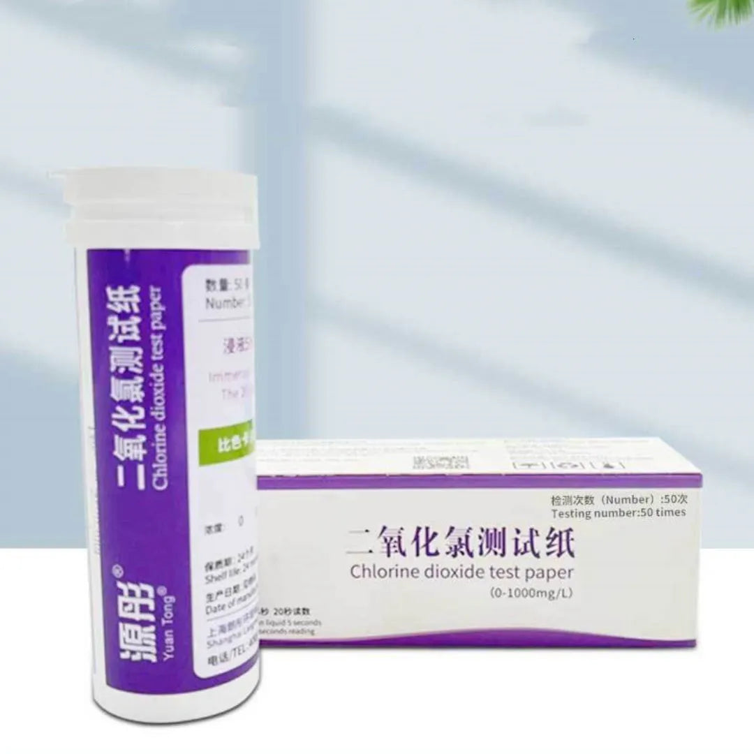 Chlorine dioxide test paper bottle containing 50 pieces for waste water concentration detection 0-1000 mg/L