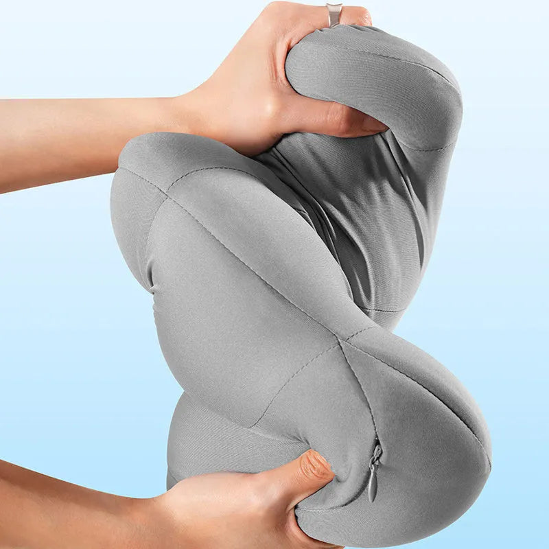 Grey and orange car headrest and lumbar pillow set with memory cotton interior