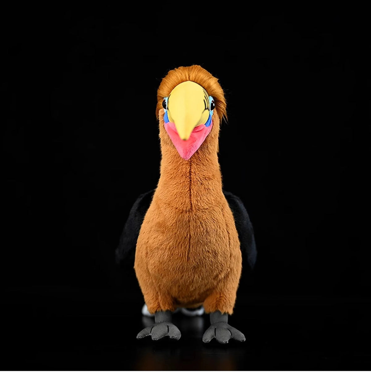 Brown necked hornbill plush toy, 30 cm tall, with plush outer material and PP cotton filling