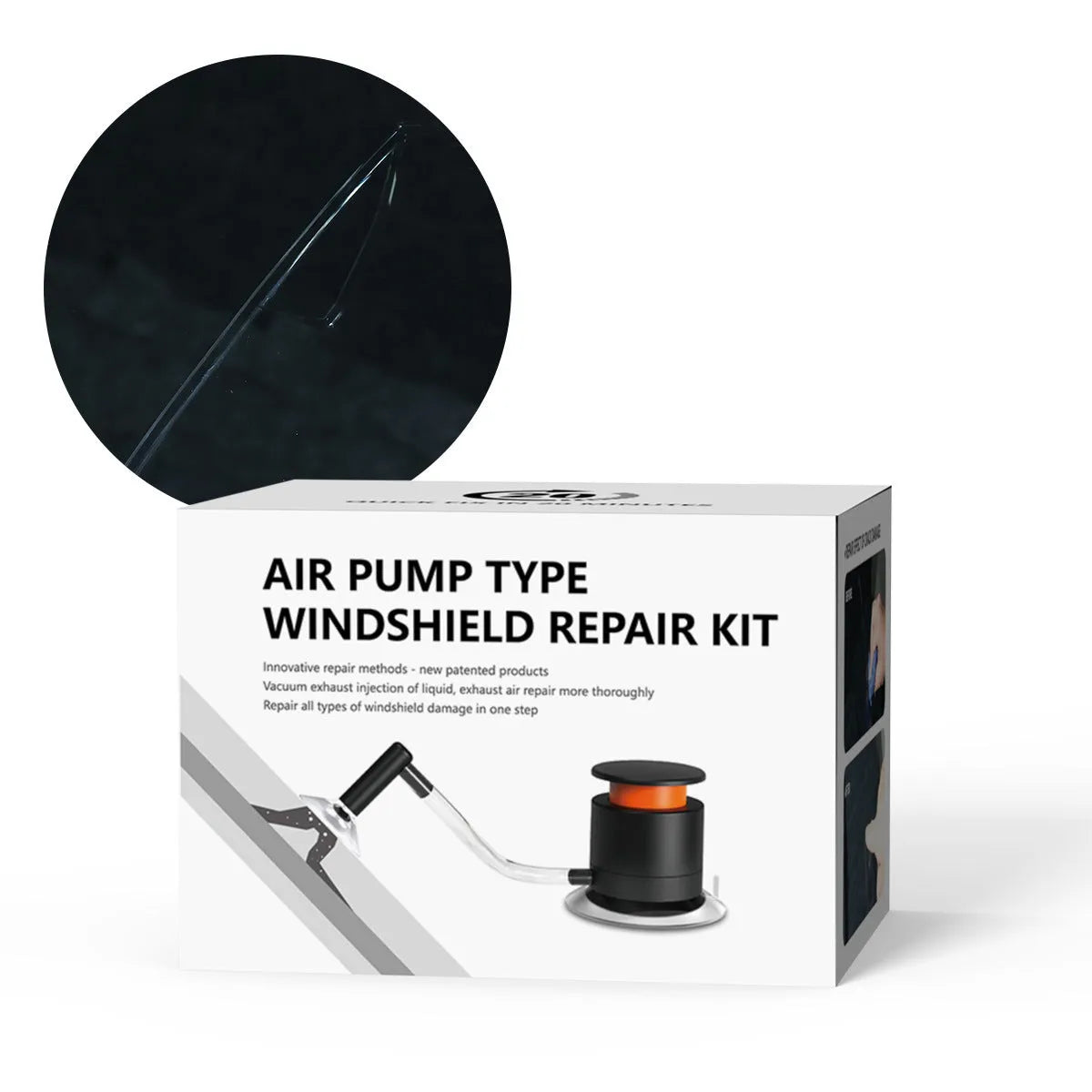 Plastic car windshield crack repair tool for DIY point repairs on laminated glass