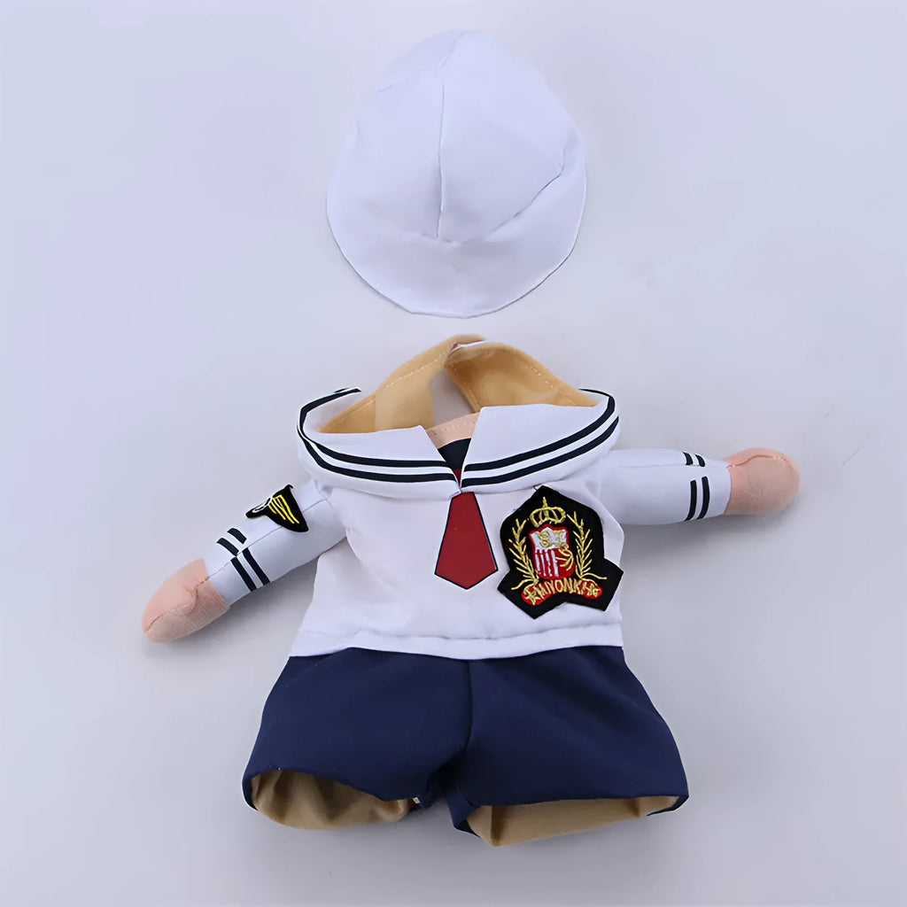 Sailor colour polyester pet costume for cats and dogs, sizes S to XL, role play outfit
