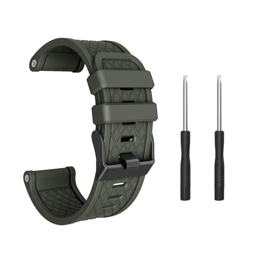 26mm silicone watch strap for Jiaming watches in eight colour options on a white background