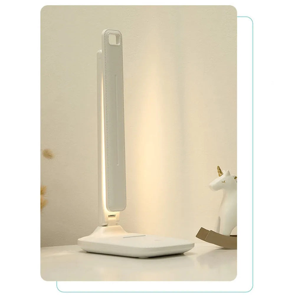 White eye protection table lamp with touch dimming and USB charging socket