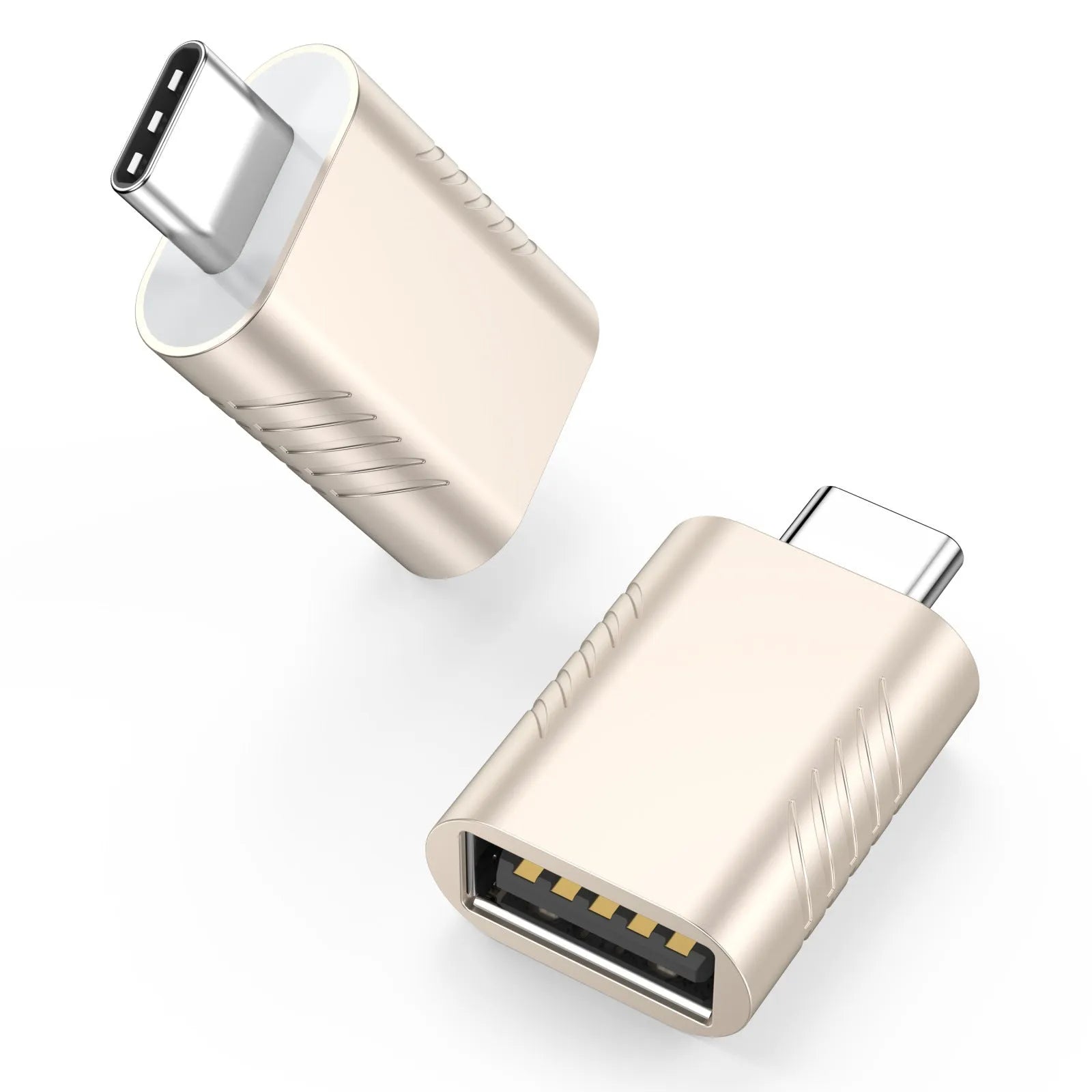 USB data and charging converter adapter with zinc alloy shell in multiple colour options.