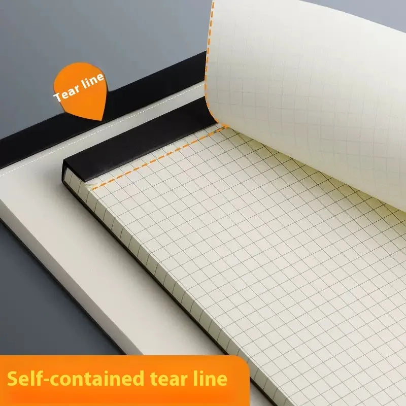 Tearable writing pads in A5, B5, A4 sizes with 80 sheets, available in blank, grid, and horizontal line rulings