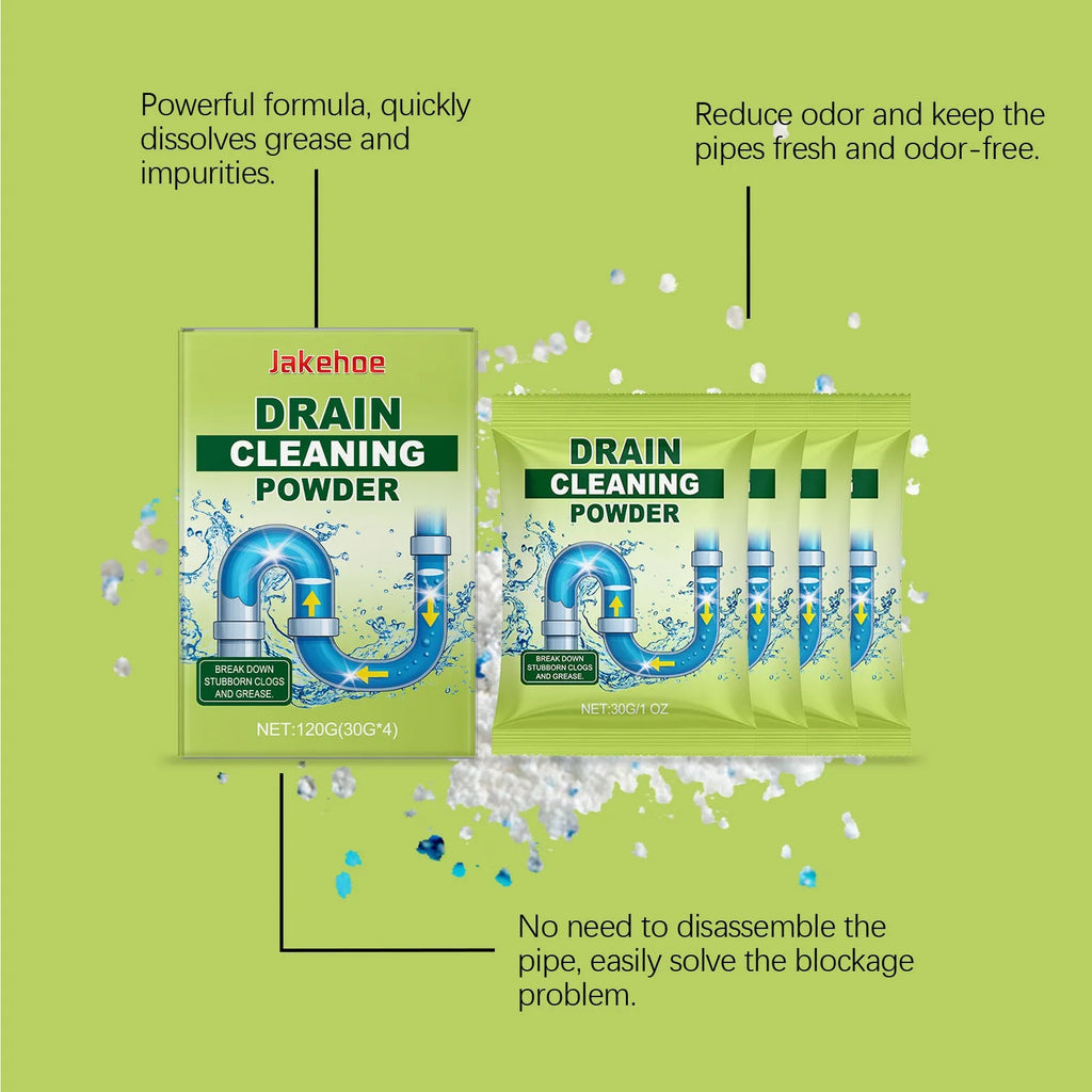 120g container of drain cleaning powder with sodium hydroxide formula for unblocking sinks and pipes